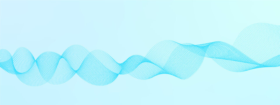 Abstract colorful blue flowing wave curved lines, frequency wavy sound, technology curve dots line background. Design used for technology, science, banner, template, wallpaper, business and many more. © Ahmad Araf
