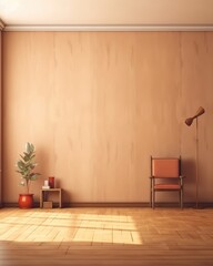The room has wooden furniture and a blank wall. (Illustration, Generative AI)