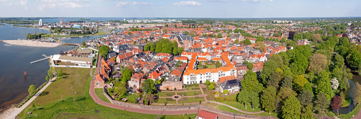 Fototapeta na wymiar Aerial panorama from the city Harderwijk at the Veluwemeer in the Netherlands