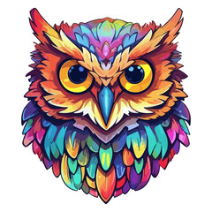 Colorful Owl pop art style, Owl Sticker, pastel cute colors
