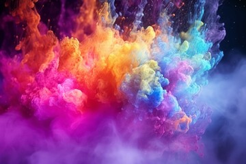 Fototapeta na wymiar Abstract rainbow holi colorful paint splash background. Generative AI