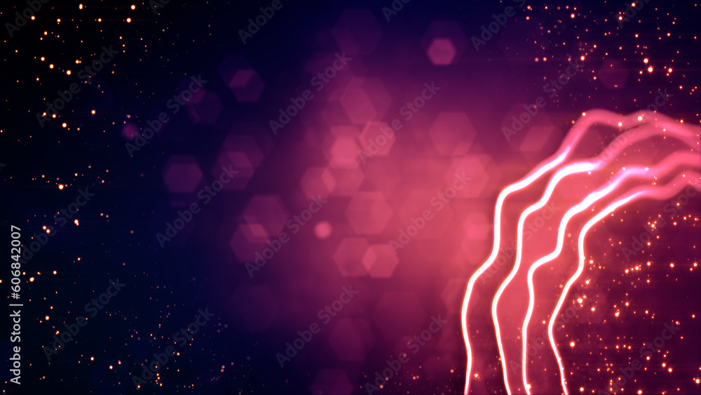 Aufkleber red and rose glowing shifted delicate lines - abstract 3d rendering