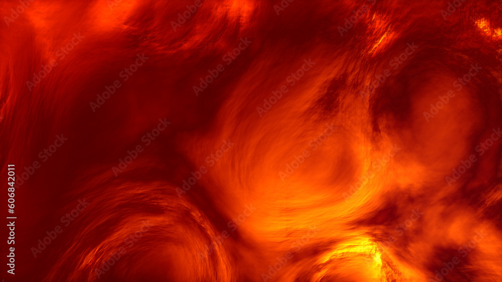 Poster burning red and orange biological lines forms - abstract 3d rendering