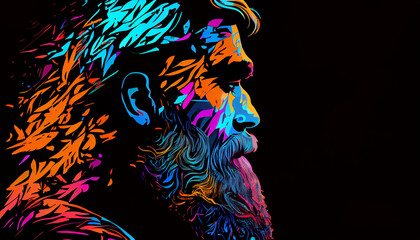 Colourful Beard Men close silhouette Illustration  Ai generated image