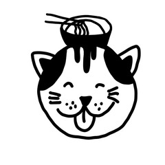 cat and noodle icon logo