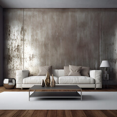 Living room home interior background. Empty wall mock up. Ai generated