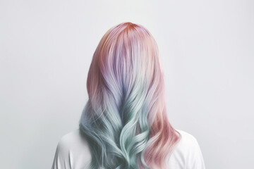 Naklejka premium Long pastel colored hair. Generative AI illustration