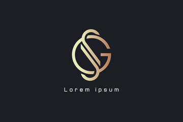 sg letter circular modern golden wordmark design typography illustration, gs lettering, sg golden, gs golden - obrazy, fototapety, plakaty