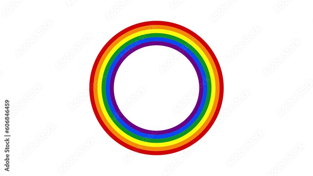 Poster lgbt flag in the shape of a circle on a white background.