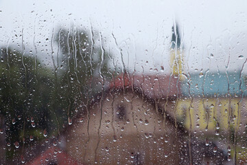 Rain drops on window glass