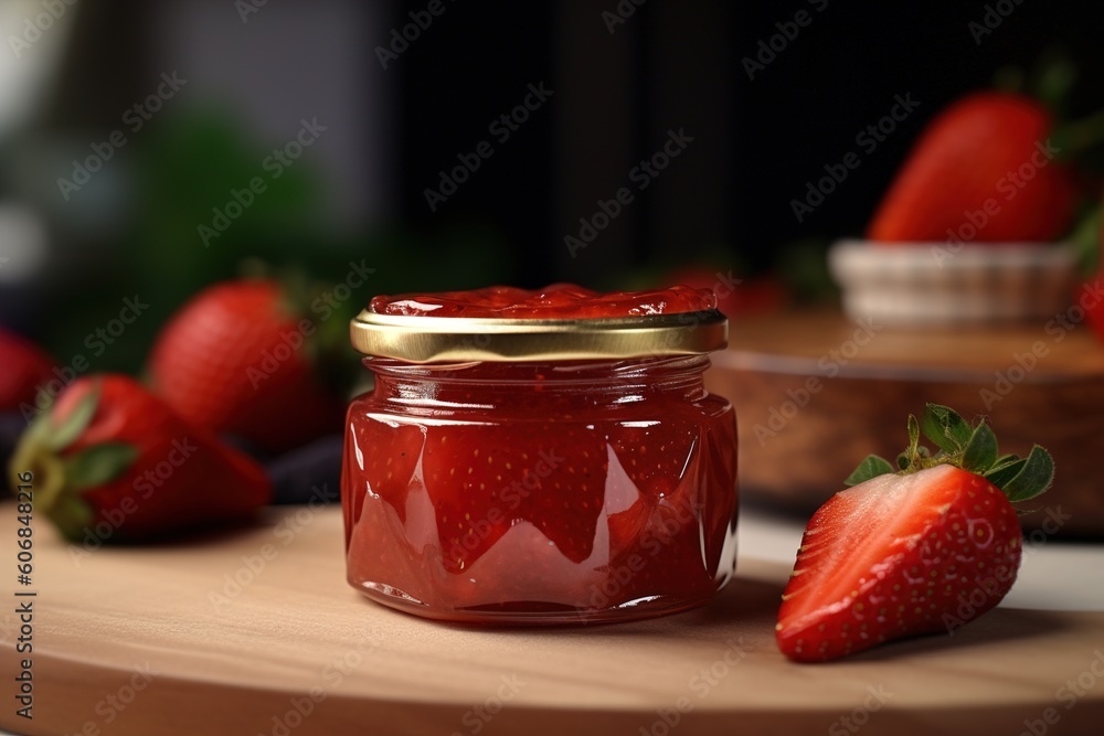 Poster strawberry jam. generated by ai generative ai
