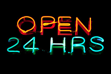 Open 24 hours - Neon light
