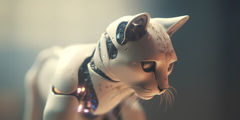Robot cat generative AI Illustration