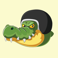 crocodile head mascot vector art illustration rider design