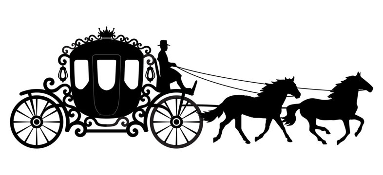 horse and carriage silhouette vector
