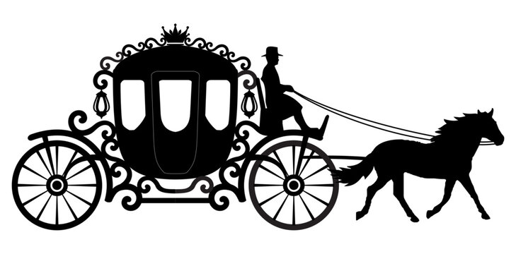 silhouette of a horse carriage illustration vector