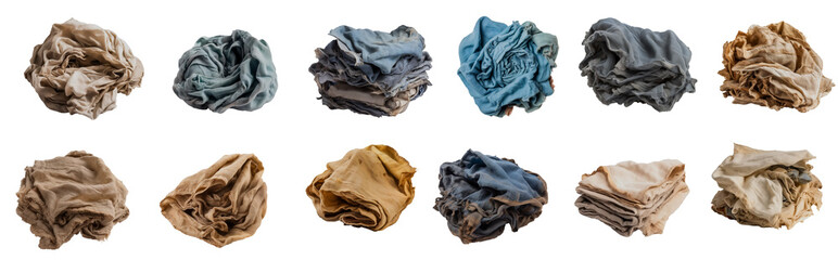 Dirty rags isolated on white background