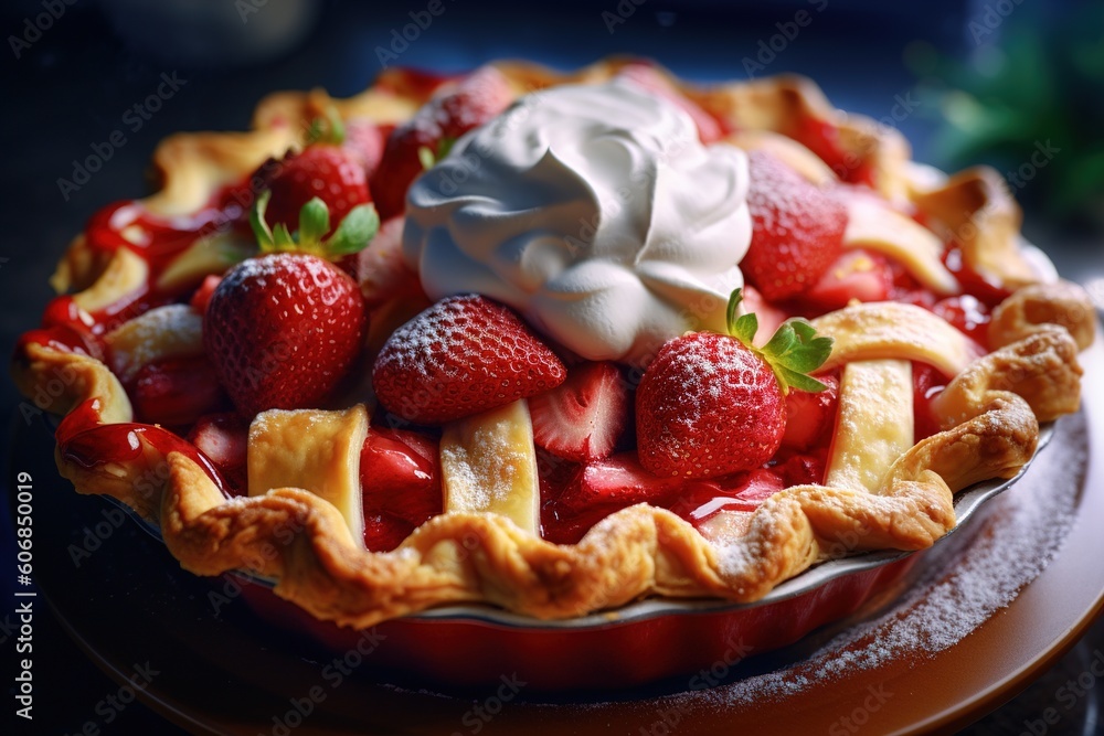 Poster strawberry pie. generated by ai generative ai