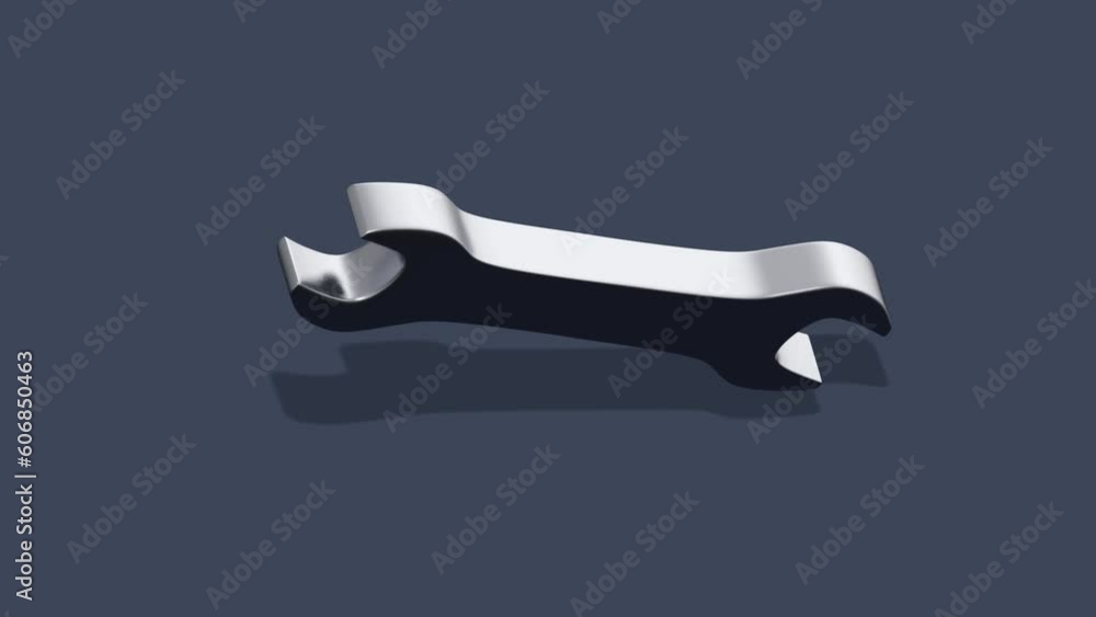 Poster metal wrench on dark background. abstract loop animation