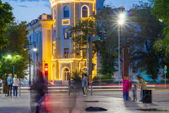 Almaty City. Almaty Kazakhstan. 25 May 2023. Arbat Avenue in Almaty, Zhibek Zholy Pedestrian Street. Panfilov walking Street