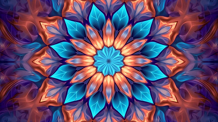 Background Wallpaper - Abstract Kaleidoscope  featuring symmetrical and intricate patterns in a vibrant array of colors (Generative AI)