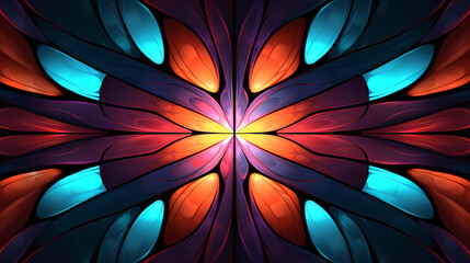 Background Wallpaper - Abstract Kaleidoscope  featuring symmetrical and intricate patterns in a vibrant array of colors (Generative AI)
