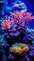 Obraz na płótnie Canvas Large aquarium with colorful corals and fishes. Generative AI