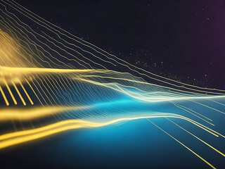 Fototapeta na wymiar abstract futuristic background with gold blue glowing moving hight speed, data transfer concept Fantastic wallpaper, Generative AI 