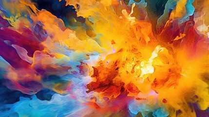 Fototapeta premium Colored powder explosion. Holi festival. Generative AI. Illustration for banner, poster, cover, brochure or presentation.