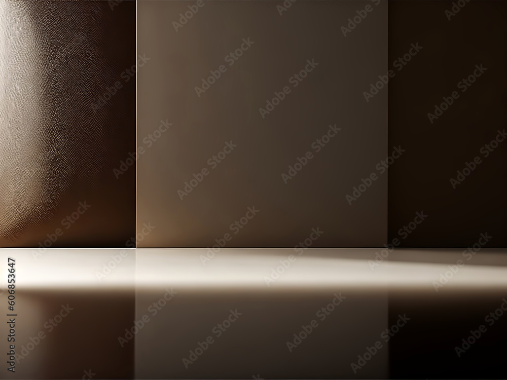Poster brown background for product display with soft shadows and natural sun light in the middle. generati