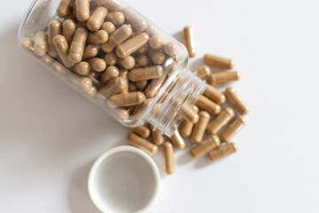 Ashwagandha in a jar, dietary supplement for vegetarians