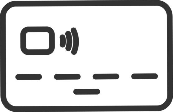 Credit card icon with text. PNG, transparent