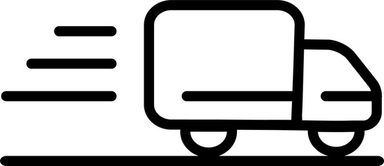 Fast track delivery. Design of line icons. Vector illustration for applications and websites. Black color.Logistics cargo distribution automobile. PNG., transparent.