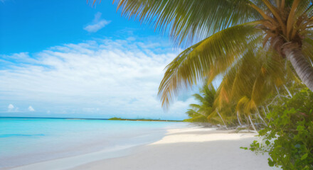 Fototapeta na wymiar Bahamas Beach with Coconut Palms