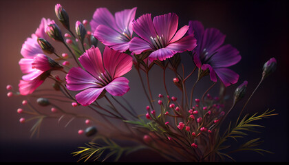 Flax blue flowers bouquet Ai generated image