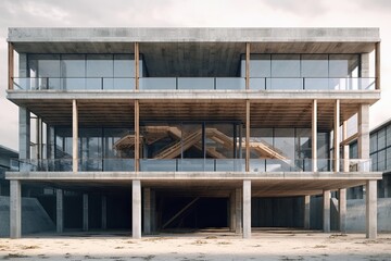 Fototapeta na wymiar real building site of a concrete decostructive architecture photography Generative AI 