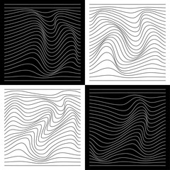 Set. Abstract relief background with optical illusion of distortion. Vector.