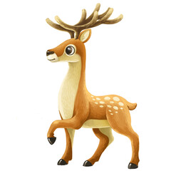 Cute cartoon spotted Deer with big horns