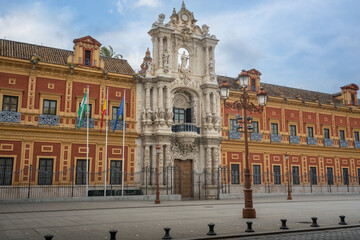 Fototapeta na wymiar Palace of San Telmo - Andalusian Autonomous Government Presidency Building - Seville, Andalusia, Spain