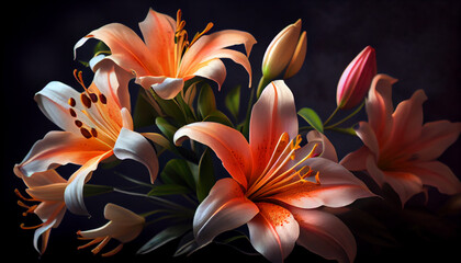 Fototapeta na wymiar Lily flowers bouquet Ai generated image