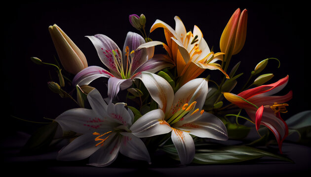  Lily flowers bouquet Ai generated image