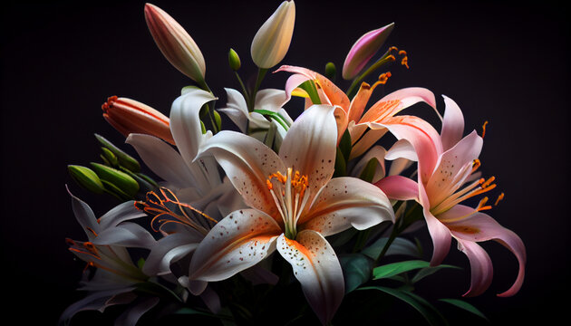  Lily flowers bouquet Ai generated image