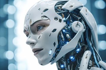 Fototapeta premium image of a futuristic humanoid robot, futuristic, technological, intelligent, human-like, innovative