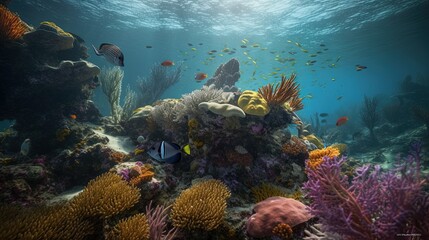 Underwater life created with Generative AI technology.