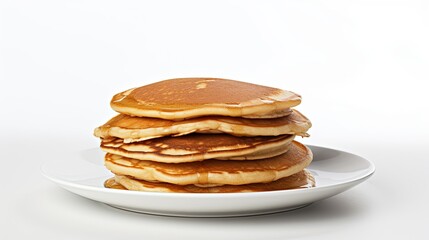 Pancakes in a plate on white background created with Generative AI technology.