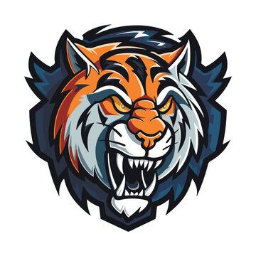 Tiger mascot sport logo design. Tiger animal mascot head vector illustration logo. Wild cat head mascot, Tiger head emblem design for eSports team