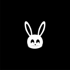 Cute plush rabbit with heart on dark background icon.