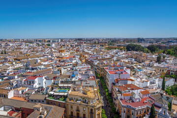 Fototapeta na wymiar Aerial View of Seville with Calle Mateos Gago - Seville, Andalusia, Spain