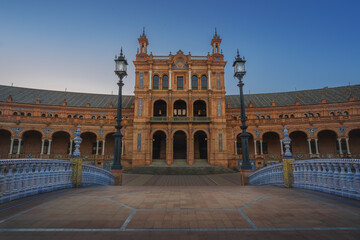 Fototapeta premium Puerta de Navarra Pavilion (Navarre Door) at Plaza de Espana - Seville, Andalusia, Spain