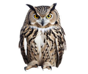 Owl on transparent background. Generative AI.
